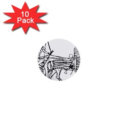 Line Art Drawing Ancient Chariot 1  Mini Buttons (10 Pack)  by Sudhe