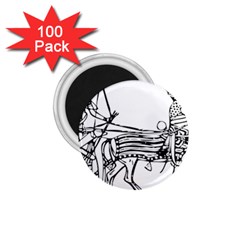 Line Art Drawing Ancient Chariot 1 75  Magnets (100 Pack)  by Sudhe