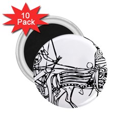 Line Art Drawing Ancient Chariot 2 25  Magnets (10 Pack)  by Sudhe