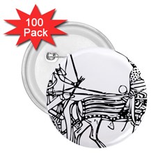 Line Art Drawing Ancient Chariot 2 25  Buttons (100 Pack)  by Sudhe