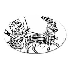 Line Art Drawing Ancient Chariot Oval Magnet by Sudhe