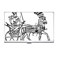 Line Art Drawing Ancient Chariot Business Card Holder by Sudhe