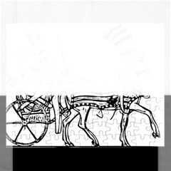 Line Art Drawing Ancient Chariot Rectangular Jigsaw Puzzl by Sudhe