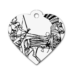 Line Art Drawing Ancient Chariot Dog Tag Heart (two Sides) by Sudhe