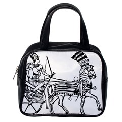 Line Art Drawing Ancient Chariot Classic Handbag (one Side) by Sudhe