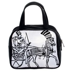 Line Art Drawing Ancient Chariot Classic Handbag (two Sides) by Sudhe