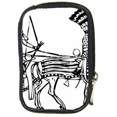 Line Art Drawing Ancient Chariot Compact Camera Leather Case by Sudhe