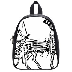 Line Art Drawing Ancient Chariot School Bag (small) by Sudhe