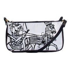 Line Art Drawing Ancient Chariot Shoulder Clutch Bag by Sudhe