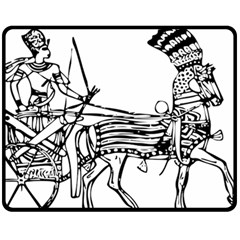 Line Art Drawing Ancient Chariot Fleece Blanket (medium)  by Sudhe