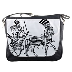 Line Art Drawing Ancient Chariot Messenger Bag by Sudhe