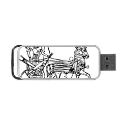 Line Art Drawing Ancient Chariot Portable Usb Flash (one Side) by Sudhe