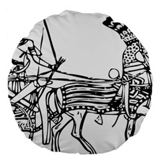 Line Art Drawing Ancient Chariot Large 18  Premium Round Cushions by Sudhe