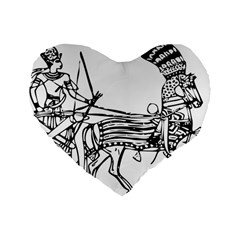 Line Art Drawing Ancient Chariot Standard 16  Premium Heart Shape Cushions by Sudhe