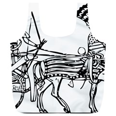 Line Art Drawing Ancient Chariot Full Print Recycle Bag (xl) by Sudhe