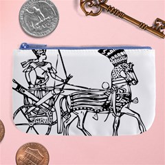 Line Art Drawing Ancient Chariot Large Coin Purse by Sudhe