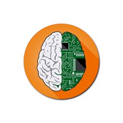 Technology Brain Digital Creative Rubber Coaster (round)  by Sudhe