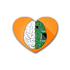 Technology Brain Digital Creative Rubber Coaster (heart)  by Sudhe