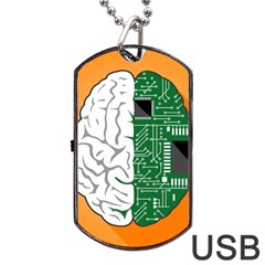 Technology Brain Digital Creative Dog Tag Usb Flash (two Sides) by Sudhe