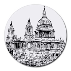 Line Art Architecture Church Round Mousepads by Sudhe