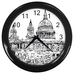 Line Art Architecture Church Wall Clock (black) by Sudhe