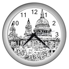 Line Art Architecture Church Wall Clock (silver) by Sudhe