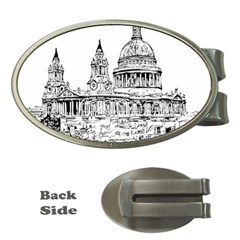 Line Art Architecture Church Money Clips (oval)  by Sudhe