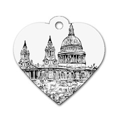 Line Art Architecture Church Dog Tag Heart (two Sides) by Sudhe