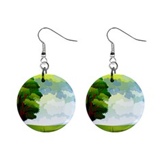 Landscape Nature Natural Sky Mini Button Earrings by Sudhe