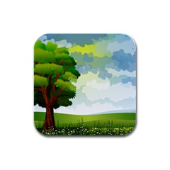 Landscape Nature Natural Sky Rubber Square Coaster (4 Pack) 