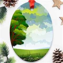 Landscape Nature Natural Sky Oval Ornament (two Sides) by Sudhe