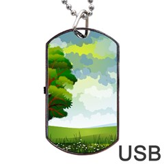 Landscape Nature Natural Sky Dog Tag Usb Flash (two Sides) by Sudhe