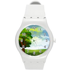 Landscape Nature Natural Sky Round Plastic Sport Watch (m) by Sudhe