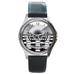 Glass Illustration Technology Round Metal Watch by Sudhe