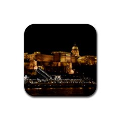 Budapest Buda Castle Building Scape Rubber Square Coaster (4 Pack)  by Sudhe