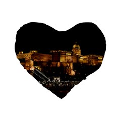 Budapest Buda Castle Building Scape Standard 16  Premium Heart Shape Cushions by Sudhe