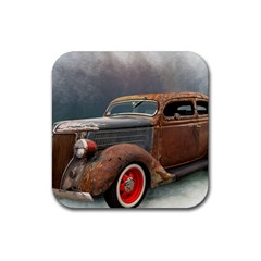 Auto Old Car Automotive Retro Rubber Coaster (square)  by Sudhe