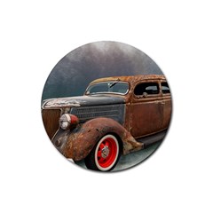 Auto Old Car Automotive Retro Rubber Round Coaster (4 Pack)  by Sudhe