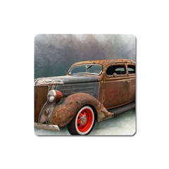 Auto Old Car Automotive Retro Square Magnet by Sudhe