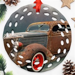 Auto Old Car Automotive Retro Round Filigree Ornament (two Sides) by Sudhe