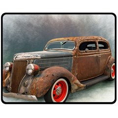 Auto Old Car Automotive Retro Double Sided Fleece Blanket (medium)  by Sudhe