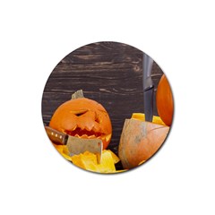 Old Crumpled Pumpkin Rubber Coaster (round)  by rsooll