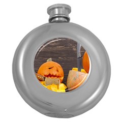 Old Crumpled Pumpkin Round Hip Flask (5 Oz) by rsooll