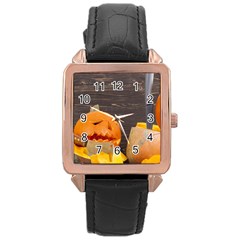 Old Crumpled Pumpkin Rose Gold Leather Watch  by rsooll