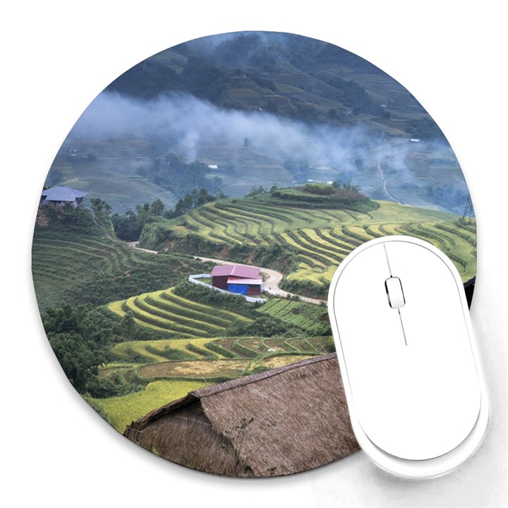 Rock Scenery The H Mong People Home Round Mousepads