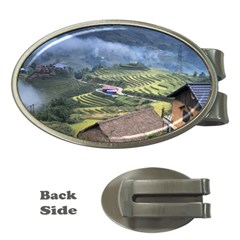 Rock Scenery The H Mong People Home Money Clips (oval)  by Sudhe