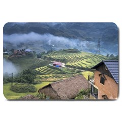 Rock Scenery The H Mong People Home Large Doormat  by Sudhe