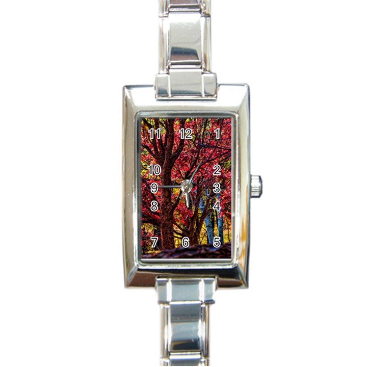 Autumn Colorful Nature Trees Rectangle Italian Charm Watch