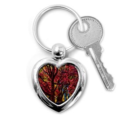 Autumn Colorful Nature Trees Key Chains (heart)  by Sudhe