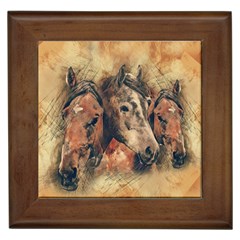 Head Horse Animal Vintage Framed Tiles by Sudhe